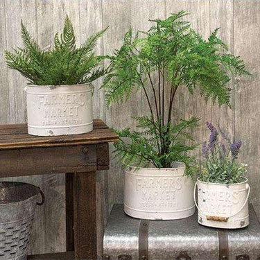 3/Set, White Farmer's Market Buckets - The Fox Decor